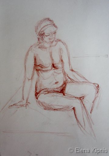 14 - Skizze Franzoesin am Strand R&ouml;tel, 21 x 30 cm